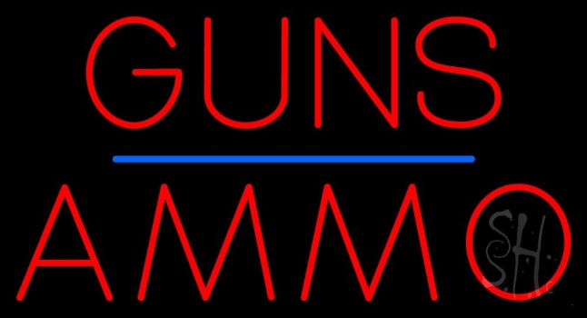 Guns Blue Line Ammo Neon Sign