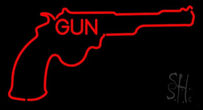 Gun With Logo Neon Sign