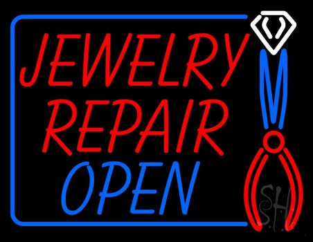 Jewelry Repair Open Block Neon Sign