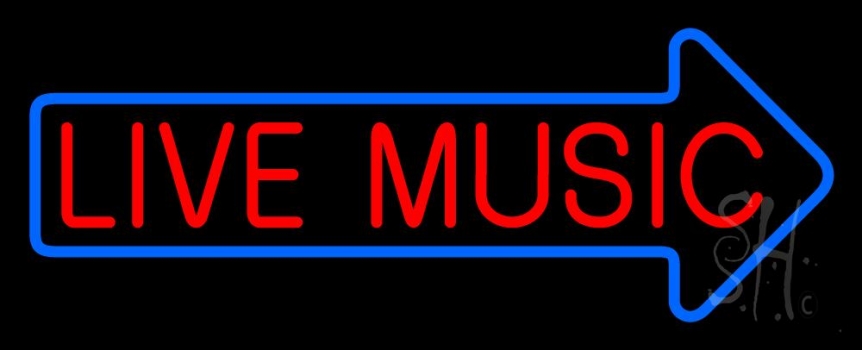 Live Music Block Arrow 1 Neon Sign