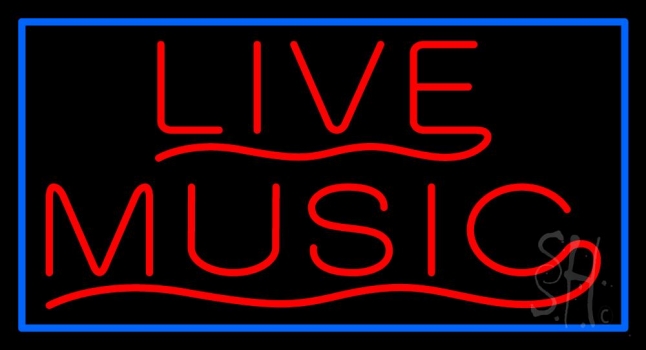 Live Music In Red Neon Sign