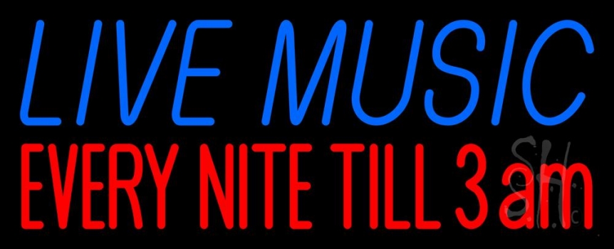 Blue Live Music Block Neon Sign