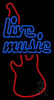 Live Music With Guitar 1 Neon Sign