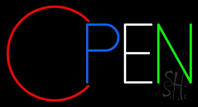 Multicolor Open 1 Neon Sign