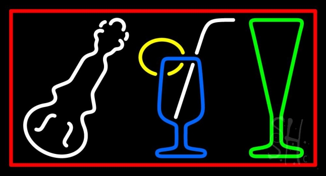 Music Instrument And Glasses Neon Sign