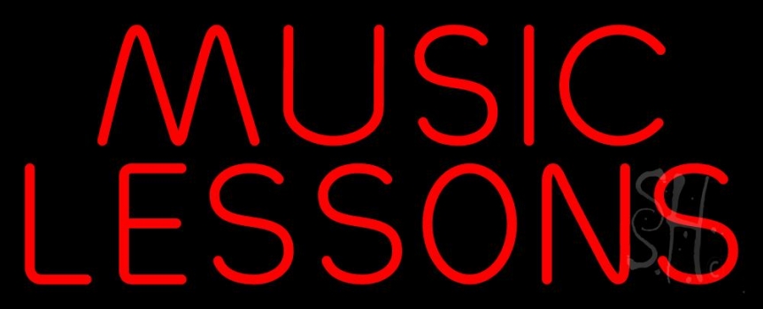 Red Music Lessons Neon Sign