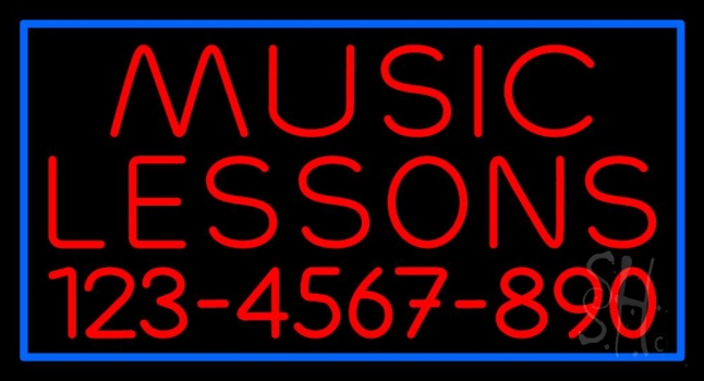 Music Lessons With Phone Number Neon Sign