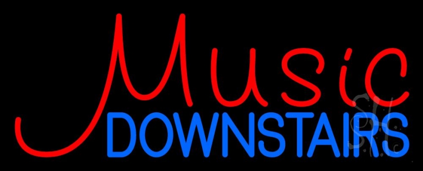 Music Red Downstairs Blue 2 Neon Sign