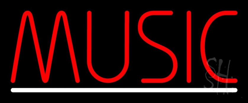 Music White Line 1 Neon Sign