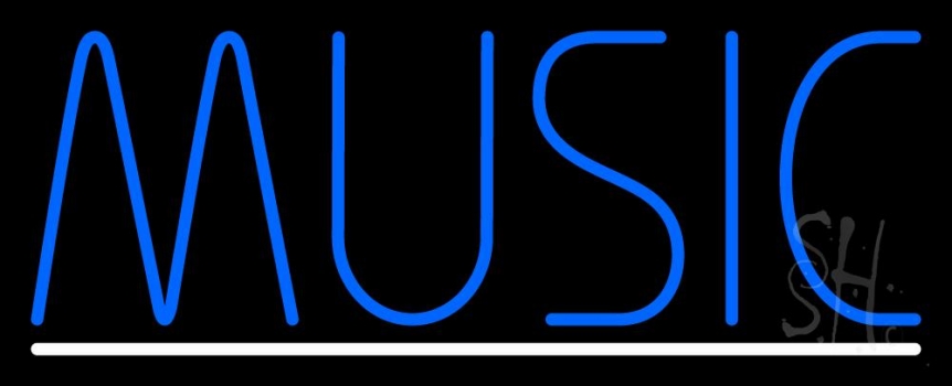 Music White Line Neon Sign