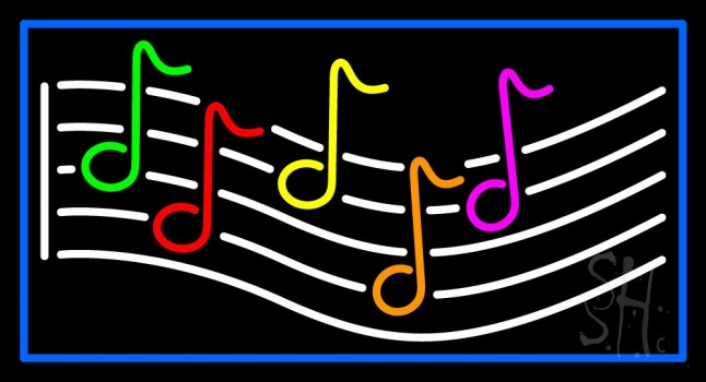 Notes Colored Blue Border Neon Sign