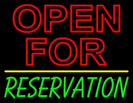 Open For Reservation With Line Neon Sign