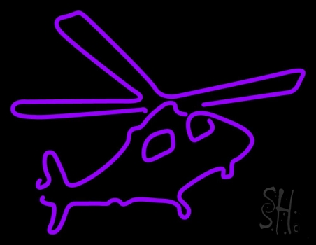 Purple Helicopter Neon Sign