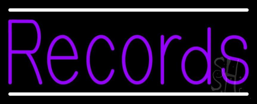 Purple Records White Line Neon Sign