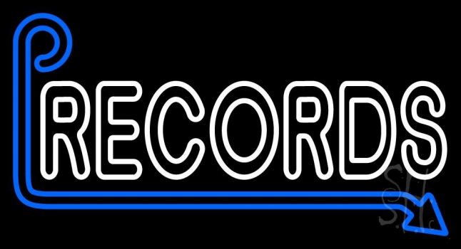 Records With Arrow Block Neon Sign