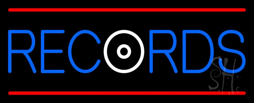 Records Red Line Neon Sign