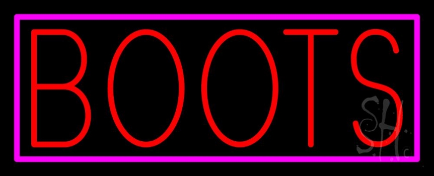 Red Boots Pink Border Neon Sign