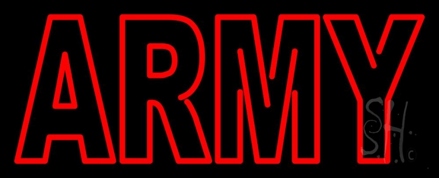 Red Double Stroke Army Neon Sign