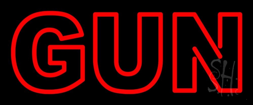 Red Double Stroke Gun Neon Sign