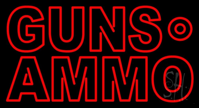 Red Guns Ammo Neon Sign