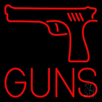 Red Guns Block Neon Sign
