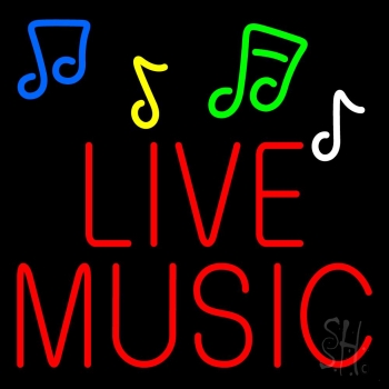 Red Live Music Block Neon Sign
