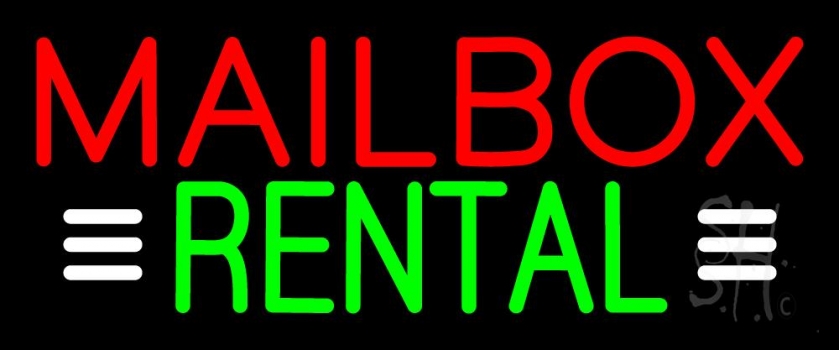 Red Mailbox Rental With White Line 1 Neon Sign