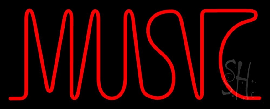Red Music Block Neon Sign