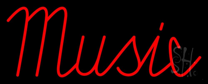 Red Music Cursive Neon Sign