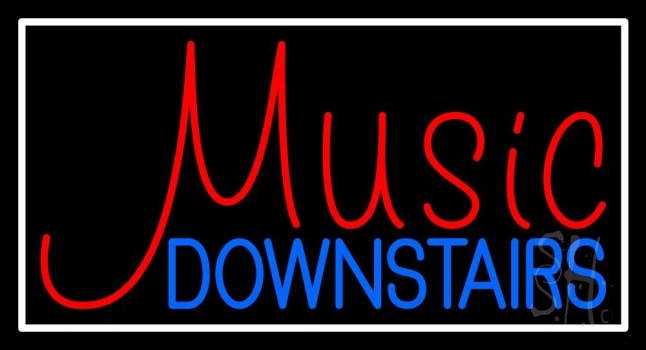 Red Music White Border Neon Sign