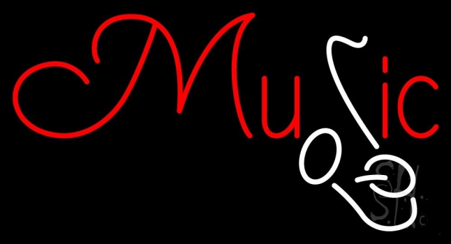 Red Music White Saxophone Neon Sign