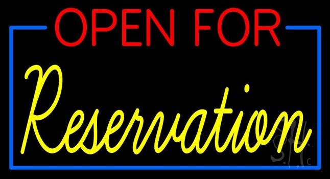 Red Open For Yellow Reservation Neon Sign