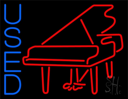 Red Piano Logo Blue Used 1 Neon Sign