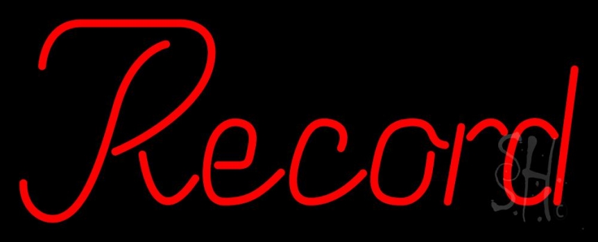 Red Record Cursive Neon Sign