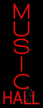 Red Vertical Music Hall Neon Sign