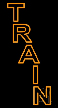 Vertical Orange Train Neon Sign