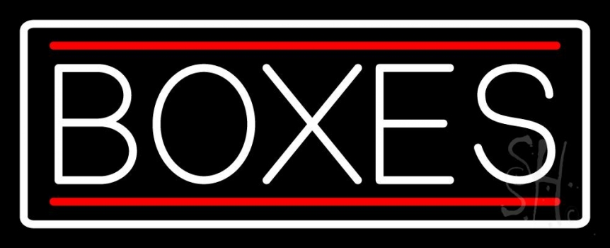 White Boxes Red Double Line Neon Sign