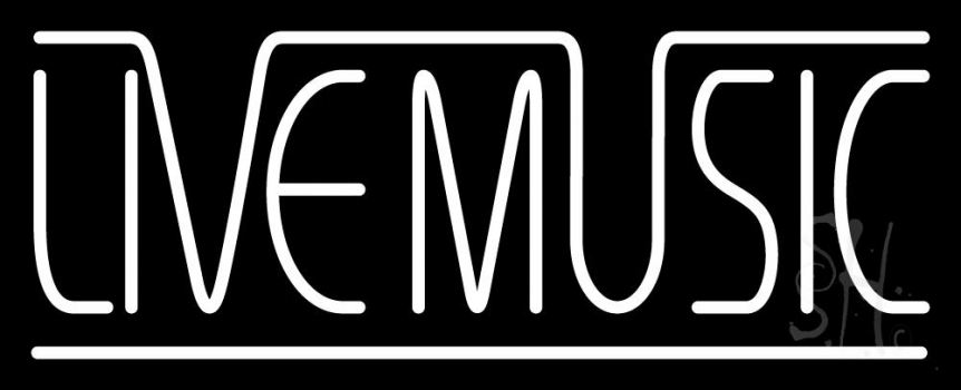 White Live Music Block Neon Sign