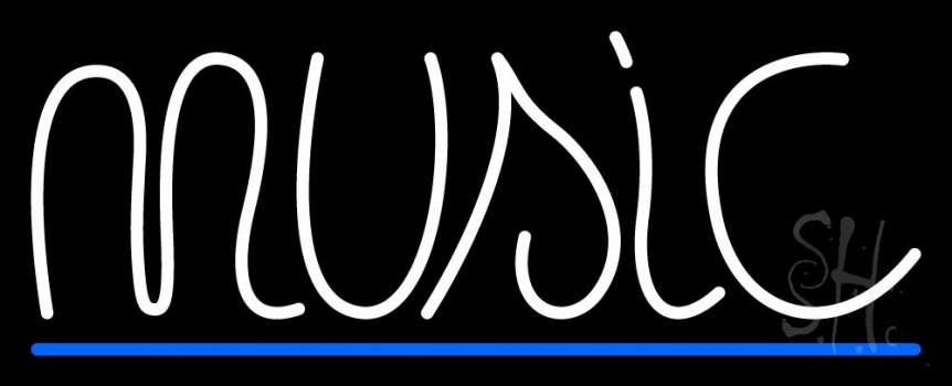 White Music Blue Line Neon Sign