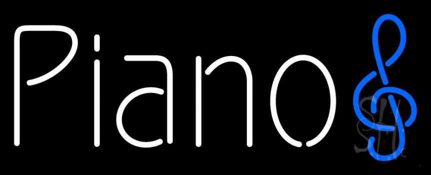 White Piano Music Note Neon Sign