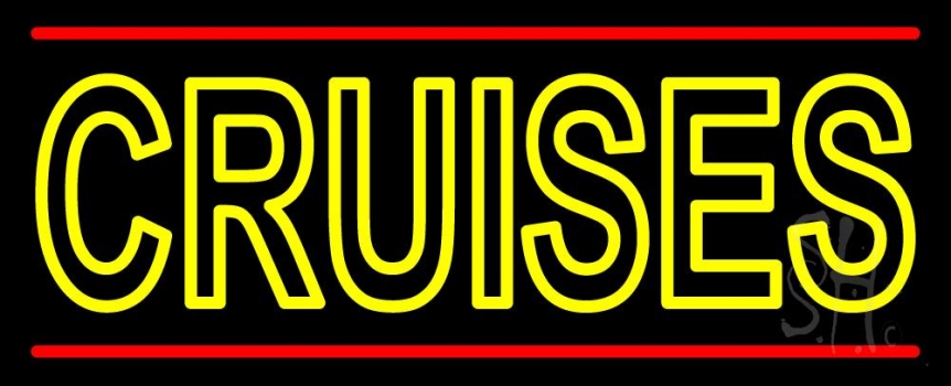 Yellow Cruises Red Line Neon Sign