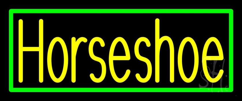 Yellow Horseshoe With Border Neon Sign