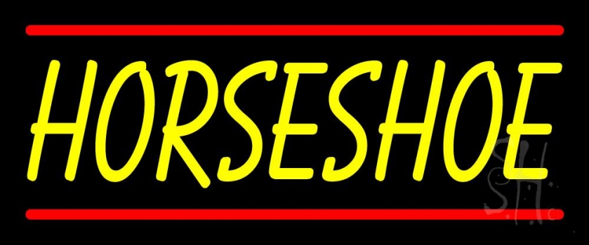 Yellow Horseshoe With Line Neon Sign