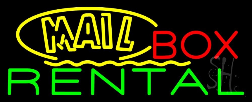 Yellow Mail Block Box Rental Neon Sign