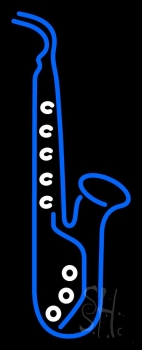 Blue And White Trumpet Saxophone 1 Neon Sign