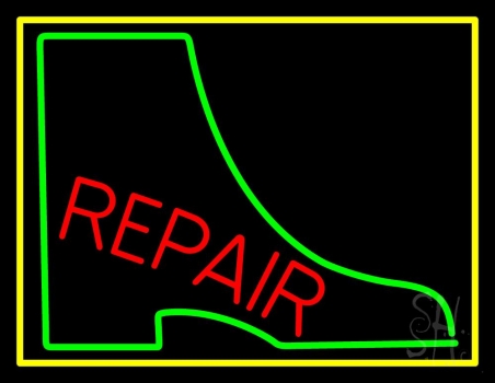 Boot Repair With Border Neon Sign