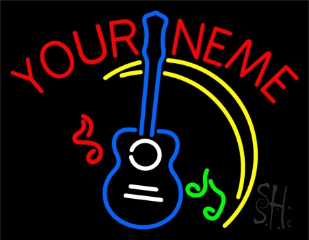 Custom Blue Guitar Logo Neon Sign