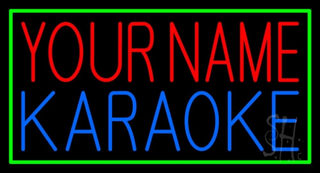Custom Blue Karaoke Green Border Neon Sign