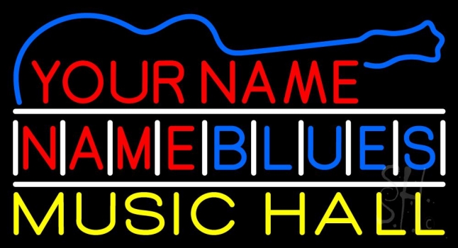 Custom Blues Blue Guitar Neon Sign