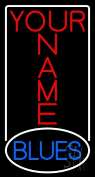 Custom Blues White Oval Neon Sign